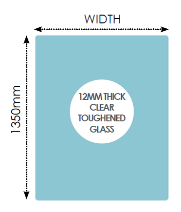 1350mm High Frameless Channel Glass